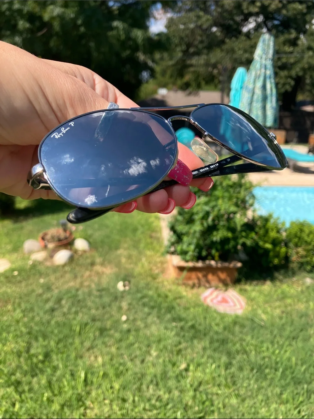 Ray-Ban Silver Aviator Sunglasses with Blue Lenses